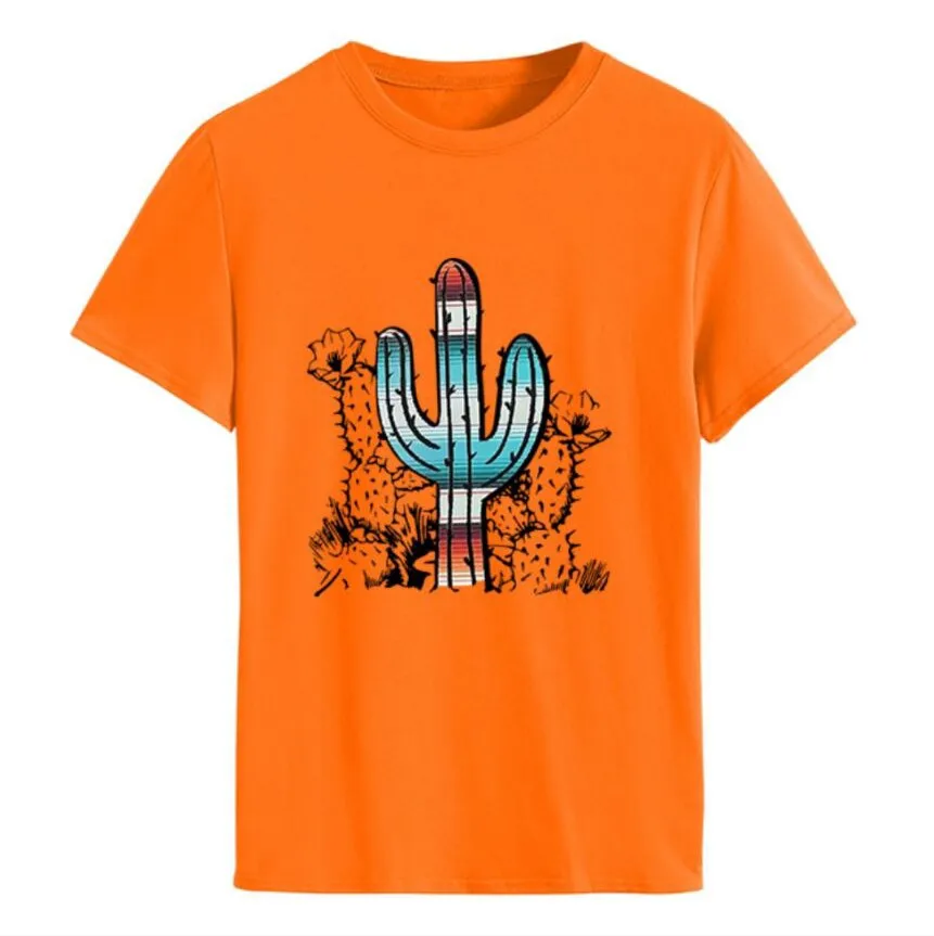 

Serape Striped Cactus O-Neck T-Shirt Tee