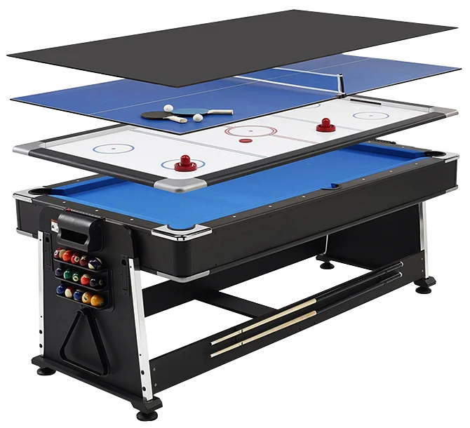 

4 in 1 Multi Game Table 7ft Pool Table Air Hockey Tennis and Rotatable Dining Table factory direct supply