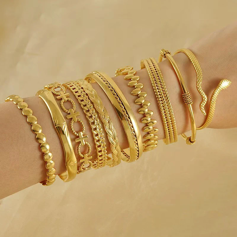 

Customizable Wholesale Fashion jewelry Stainless Steel 18K Gold Plated Bracelets For Women