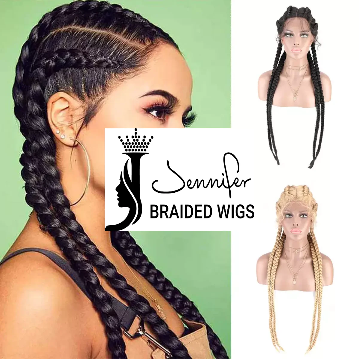 braids lace front wig