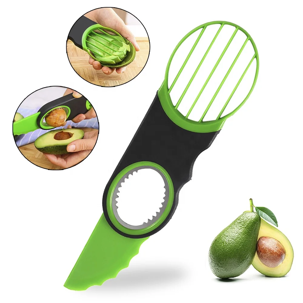 

IN STOCK Cortador Aguacate Kitchen Gadgets 3 in 1 Plastic Avocado Cutter Knife Corer Avocado Slicer