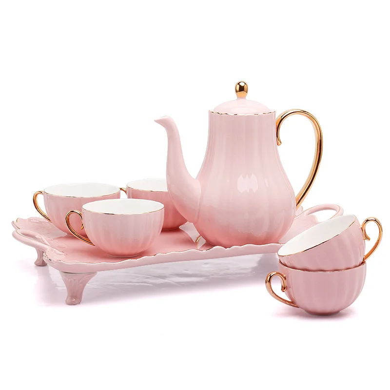 

Amazon Hot Sale Pink White Blue Color Ceramic Coffee Tea Cup Sets With Teapot, White, pink, purple, yellow