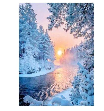 

HUACAN Good Quality Direct Supply Color Beauty 5d DIY Winter Sunset Diamond Painting Photo To Custom