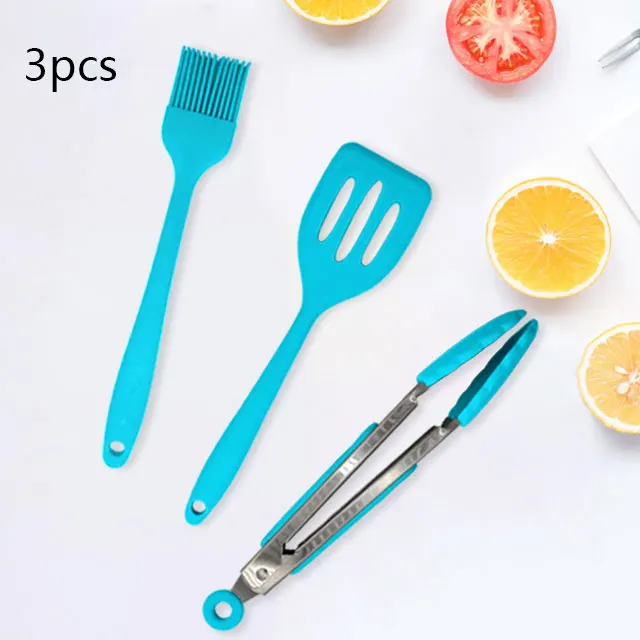 

Silicone Kitchen Utensils Starter Set 3 Piece Set, Amazon's Hot-selling Small Kitchen Utensil Set Blue, Sky blue