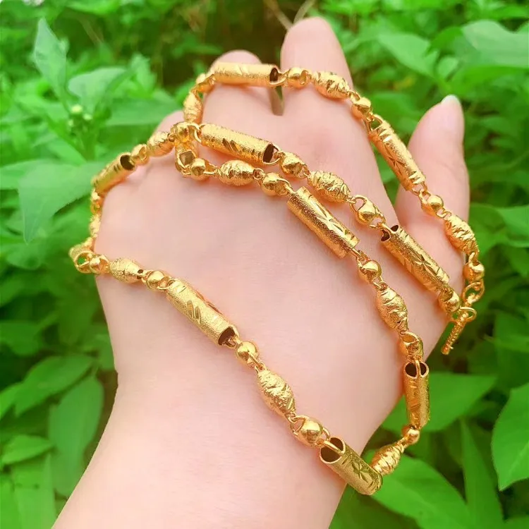 

Brass Gold Plated 6Mm Hollow Necklace Exquisite Hollow Necklace Ladies Jewelry