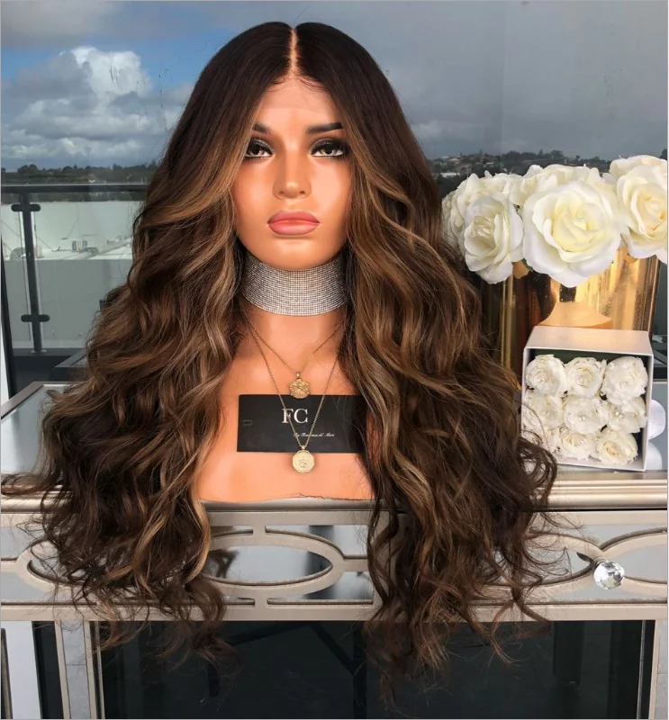 

Synthetic Wig Brown Mixed Color Long Curly Hair Rose Intranet High Quality and Quality Wig, Ombre