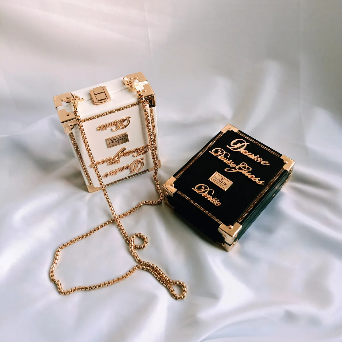 

2020 new trendy purses fashion sling chain box bag retro small square purse single shoulder crossbody bag woman purse ladies, Black,white