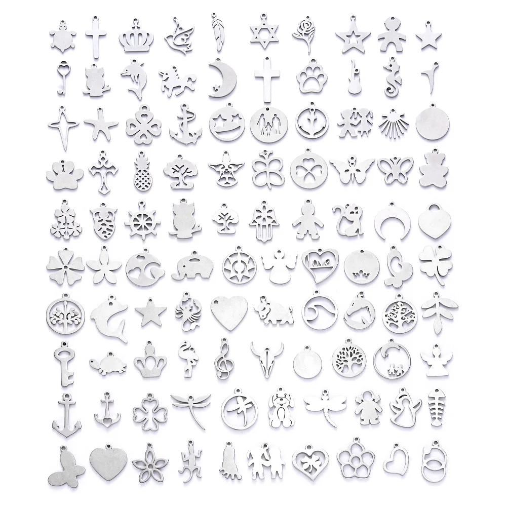 

100 new bracelets necklaces small pendants handmade diy jewelry accessories stainless steel pendants