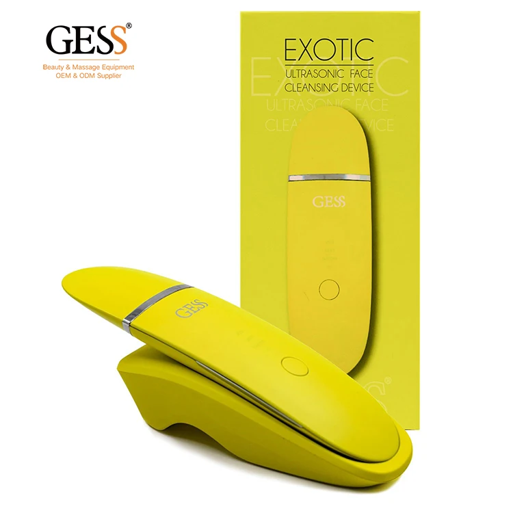 

GESS Ultrasonic Facial Spatula Skin Scrubber Beauty Cleaning Care Peeling Deep Blackhead Dead Electric Skin Scrubber, Lemon yellow