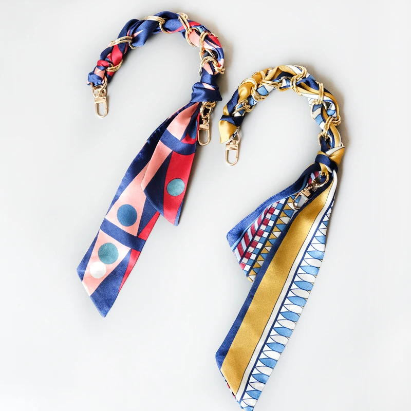 

Meetee B-C095 Fashion Ladies Style All-match Silk Scarf Portable Short Chain Spring And Summer Handbag Belt Bag Accessories Hand, 7 colors