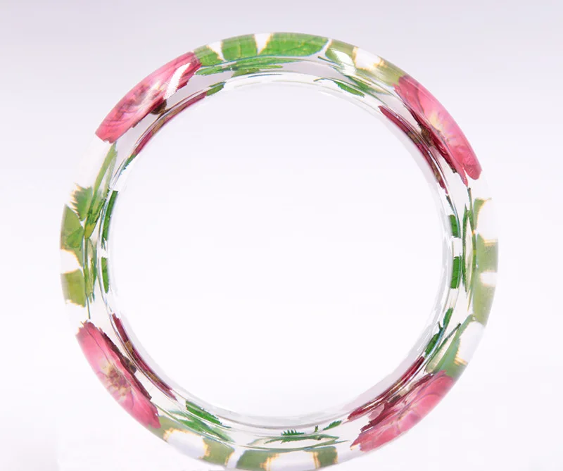 

2020 Japan Korea Wild Handmade Jewelry Natural Rose Flower Crystal Resin Jewelry Rose Flower Real Dried Flower Bracelet Bangle, Picture