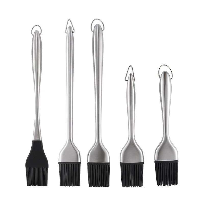 

Dishwasher Safe Heat Resistant BBQ Silicone Basting Brush with stainless steel handle