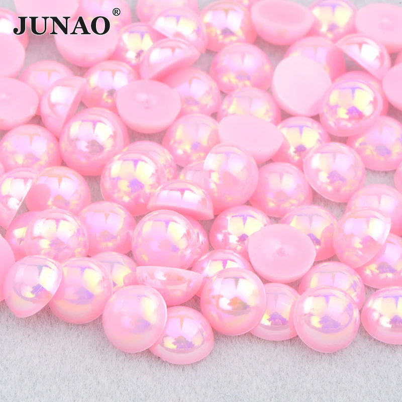 

2 4 6 8 10 12 14 mm 50 Color Flat Back Pearls Pink AB Rhinestone Applique Half Round Beads Flatback Pearls For Decoration