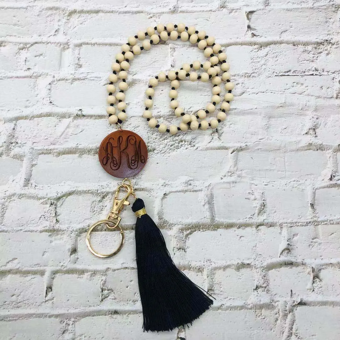 

Wooden Disc Beads DIY FOB Keychain Lanyard Necklace, Do color as your request