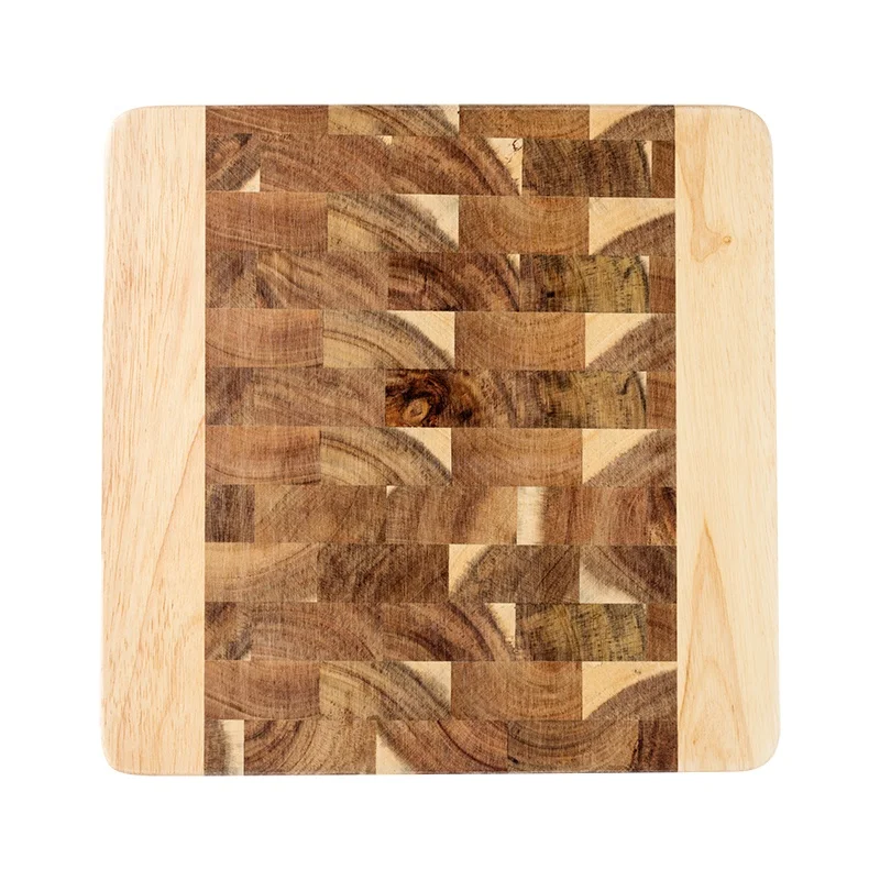 

Custom Design Organic Butcher Square Kitchen non-slip Natural Cooking Boards Acacia Wood End Grain Chopping Wooden Cutting Board, Natural color