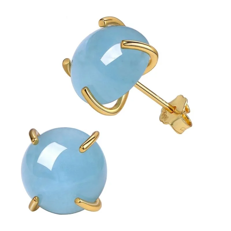 

Fashion korean ear rings jewelry 2020 gold plated claw natural aquamarine stud earrings women