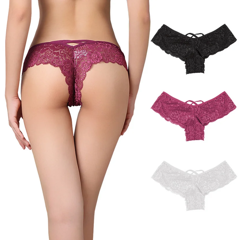 

Plus Size M-XXL Lace Panties Sexy Women Ladies Lace V-string Briefs Thongs G-string Lingerie Underwear Low-Rise Lace Panties, Black, white, nude, blue, red