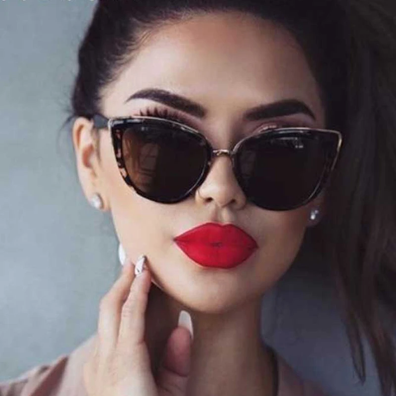 

Fashion big frame cat eye sexy sunglasses luxury vintage female lens shades for ladies eyewear