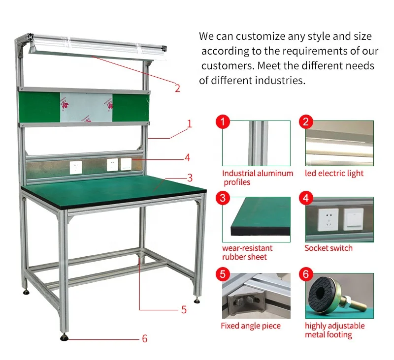 OEM Industrial mechanical work bench metal garage workbench with led lighting