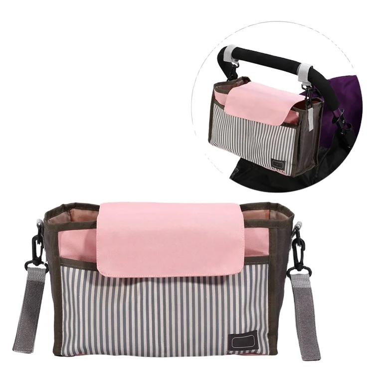 

checkered Fabric Stroller Organizer With Insulated Cup Holders Baby Stroller Organizer Storage Bag