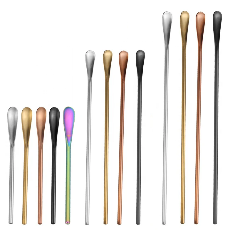 

13 22 26cm Long Handle Custom Casting 18/8 Stainless Steel Coffee Matte Gold Spoon Branch Metal Mixing Mini Bar Stirring Spoon, Silver/gold/rose gold/black