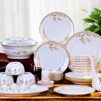 

Wholesale 28/56pcs Ceramic Plate and Bowl Set Bone china Dinner Plates luxury Dinnerware Sets