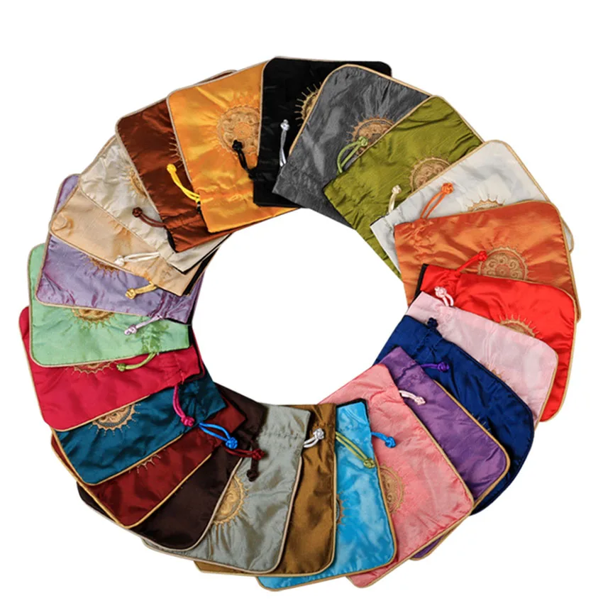 

Double Layers Silk Satin Portable Jewelry Pouch Bag Copa Menstrual Cup Bag, Multi color