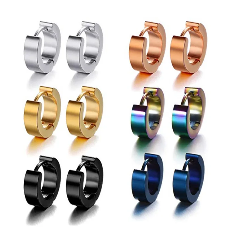 

Wholesale Custom Hot Sale Colorful Hip Hop Ear Clip Ears Mens Black Earrings Stainless Steel Boys Earrings, Colourful