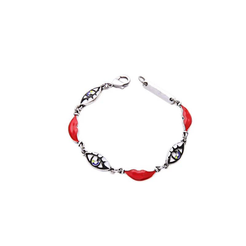 

sl00371a Unique Fashion Trend Drop Glaze Red Lips Mystery Eye Charm 2021 Bracelet