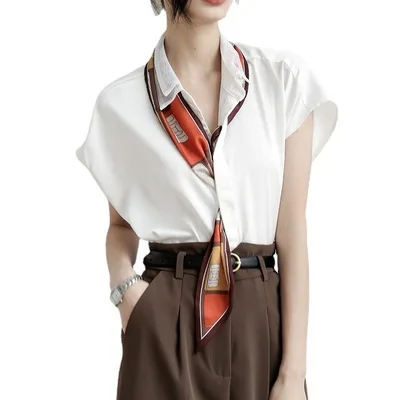 

2021 summer new white shirt ladies sleeveless chiffon shirt niche short-sleeved temperament top, Picture color