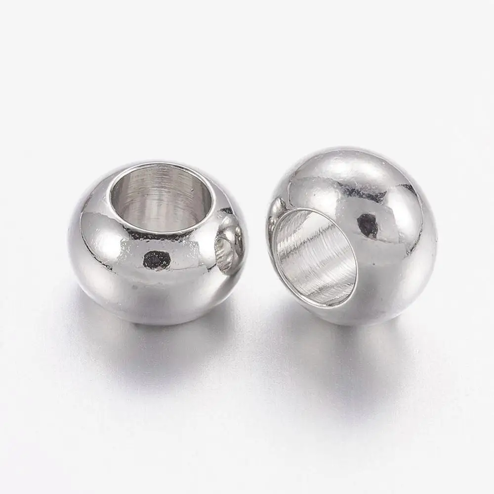 

Pandahall Brass Beads Rondelle Platinum Color Metal Beads Size about 6mm in diameter 4mm thick hole: 3mm