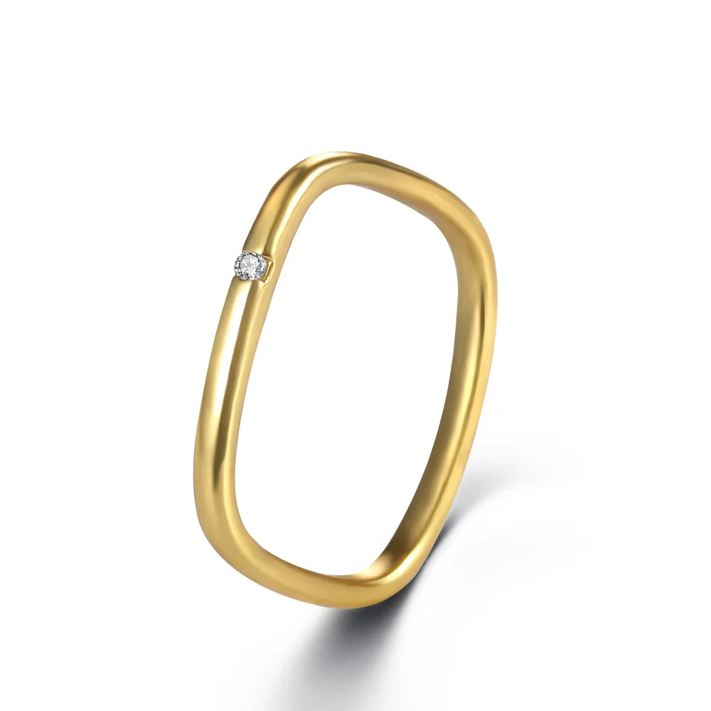 

Simple Creative Design 18K Gold Plated CZ Micro Paved Square Shaped Ring, Picture