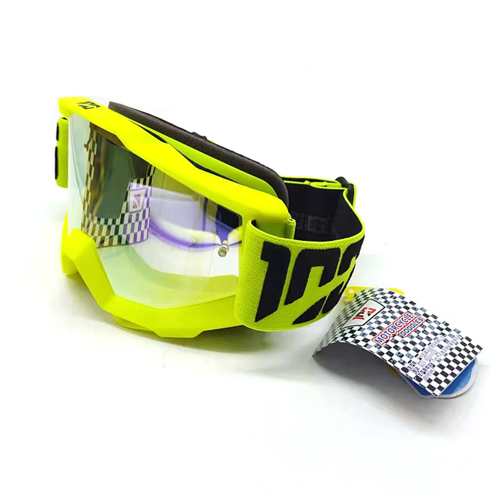 

yellow matte PC lens multi-color motorcycle glasses cross-country sports cycling skiing vintage goggle, Multicolor