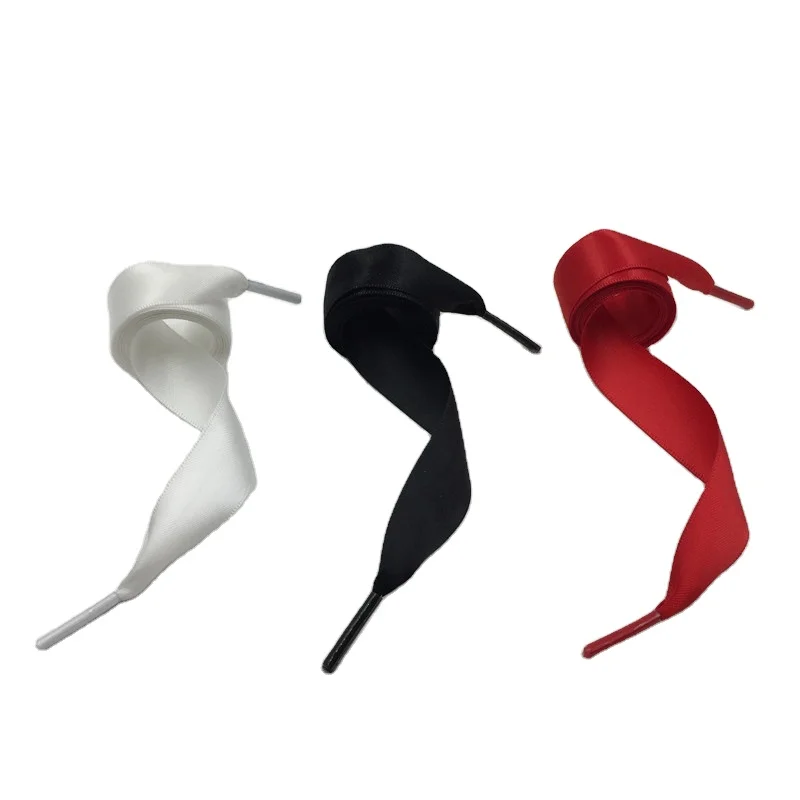 

Xuansi 2cm Width Flat Soft Silk Shoe Laces Red White Black Thin Bootlace With Plastic Tips For Kids Shoes Decorations