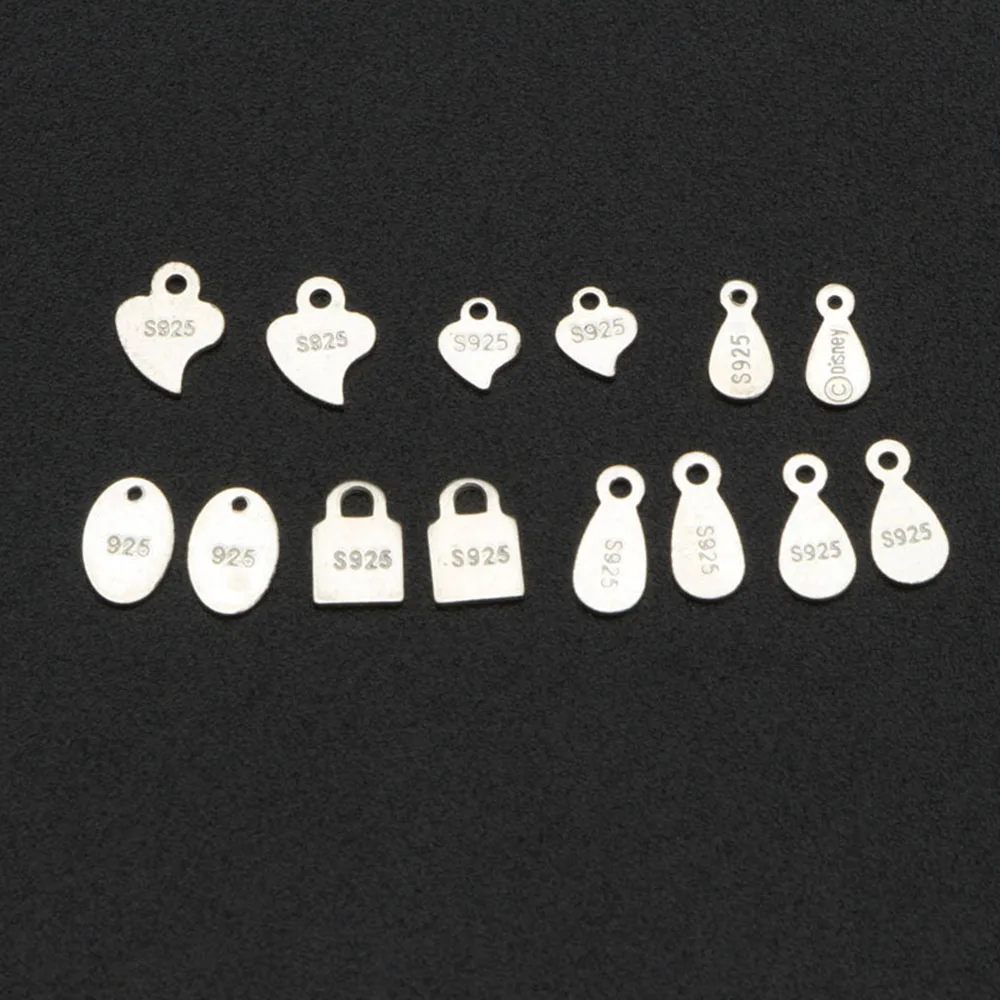 

WHOLESALE BULK PRICE 925 Sterling Silver logo plate,lock,heart charm JEWELRY HANDMADE DIY Accessories silver color