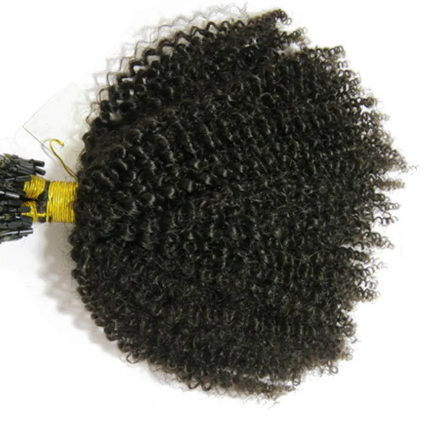 

Diva brazilian human kinky curly i tip hair extensions natural black color 0.9g/strand 100strand/pack free shipping