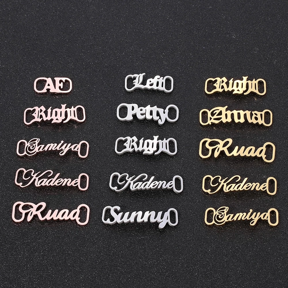 

Sneakers Personalized Stainless Steel Unique Pendant Charm Nameplate Buckle Leisure Jewelry Custom Name Shoe-buckle Kids Adult