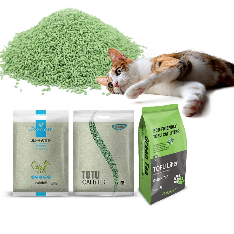 

Pet cleaning tofu cat litter biodegradable cat litter, Pink, green, black, white, purple