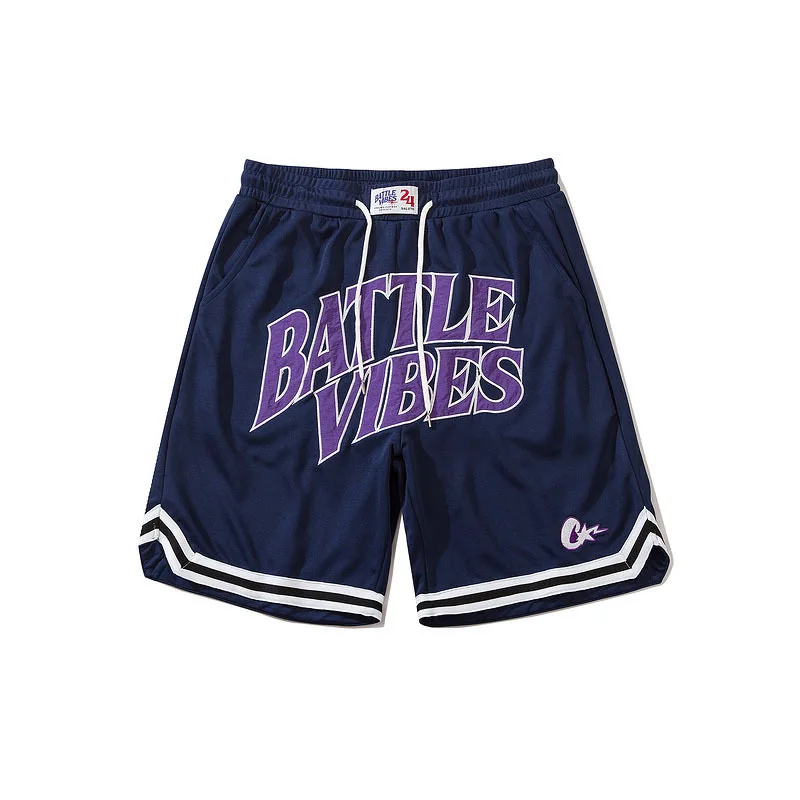 

Ready to ship Stretch Waist Mens Mesh Stripe Shorts big embroidery logo, Picture