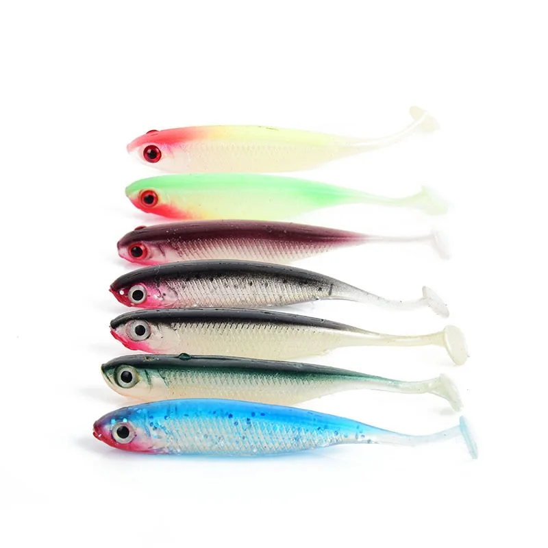 

Artificial paddle tail fishing lure 7cm 2.5g simulation lure pvc T Tail swimbait, Various color