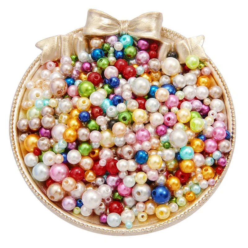 

150Pcs/Lot 3-8mm Mix Rainbow Color Round ABS Imitation Pearl Loose Beads Straight Hole For DIY Jewelry Necklace Making Craft