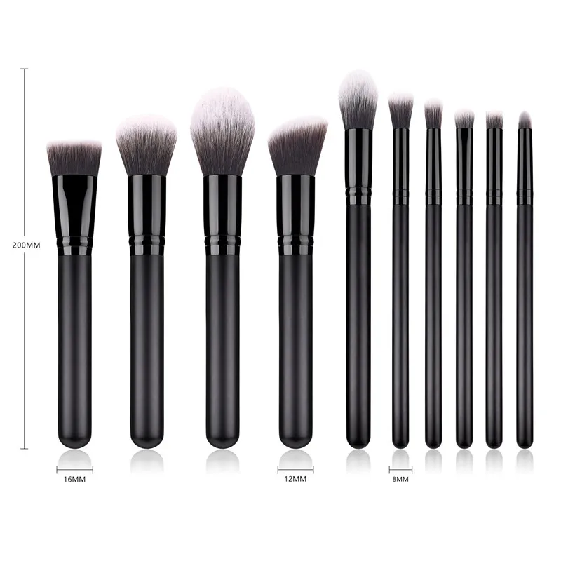 

10pcs Professional Foundation Angled Contour powder kabuki eyeshadow black Makeup Brush Set high quality