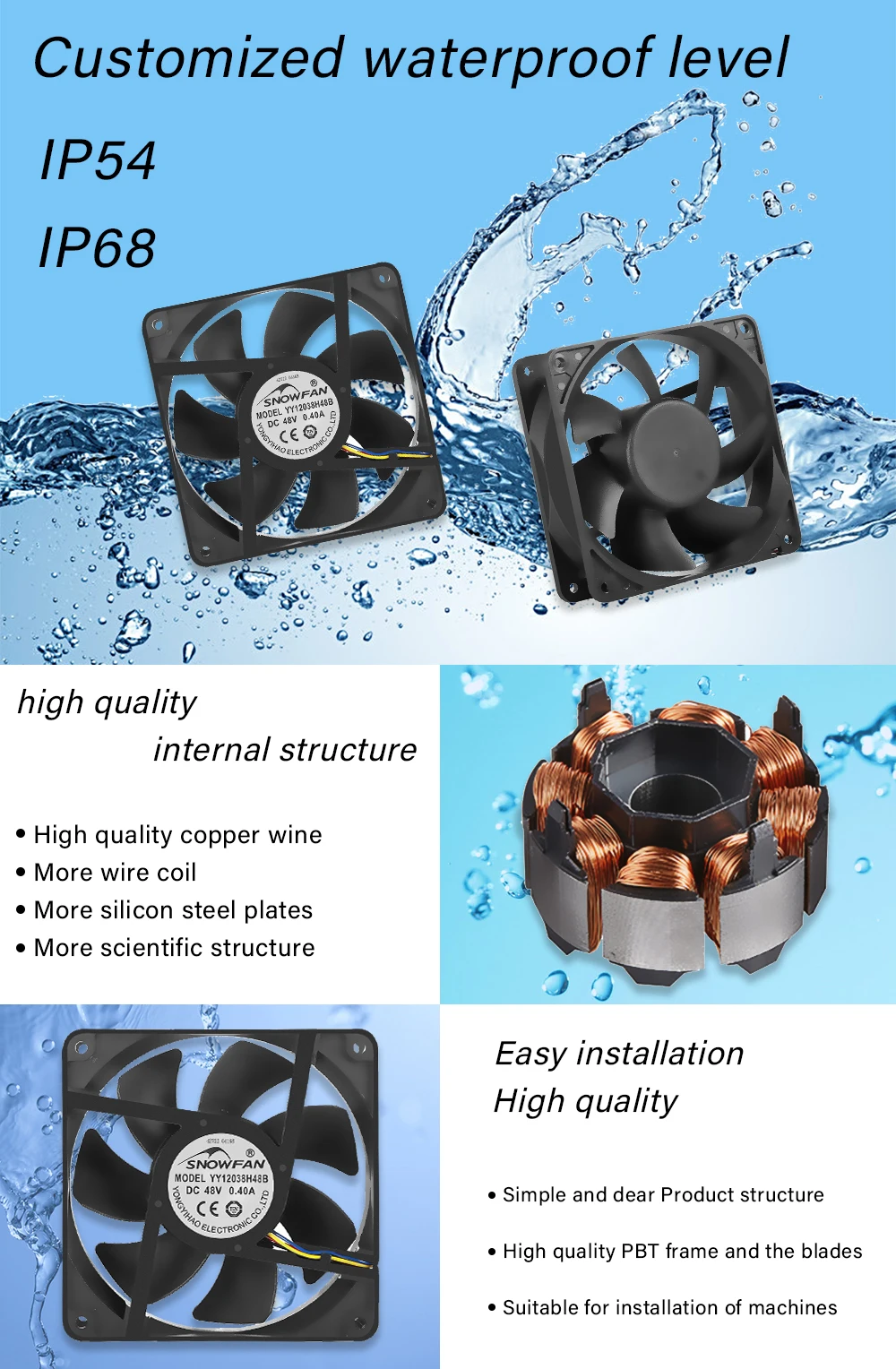 Cooling Fan, 115V, 230V, 120x120x25Mm, 12x12 - detail 2