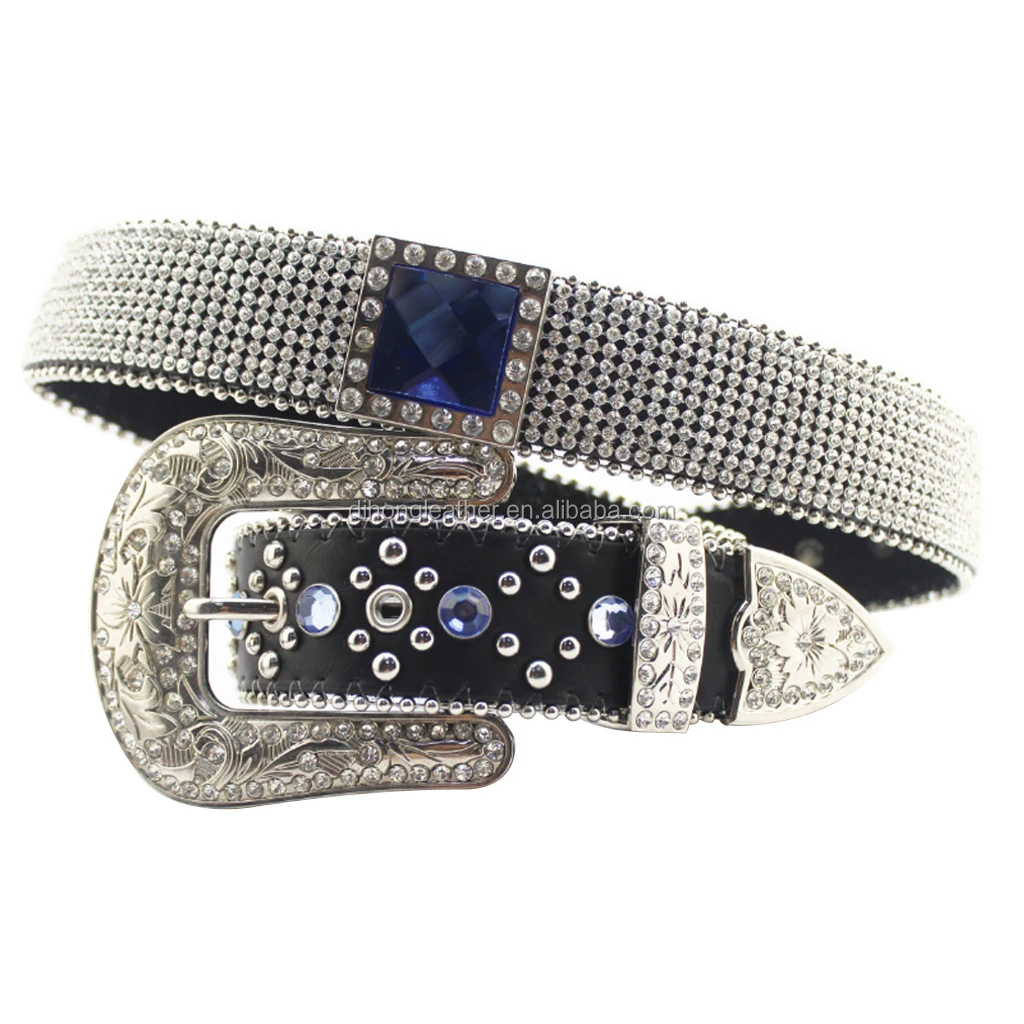 Western Cowgirl Studded Bling Rhinestone Concho Leather Wedding Diamonds Belt 11/2" Wide,Black