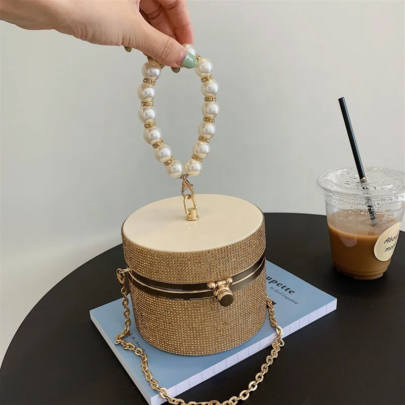 

2021 Fashion Small jelly Luxury Party Clutch Bags Cross Chain Shoulder Round PVC Lady Handbags Women Mini Rhinestone Bag