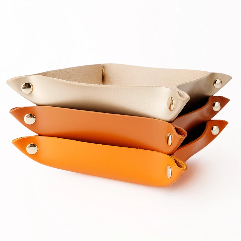 

Customized Leather Tray handmade leather catch all Valet Tray Storage Tray
