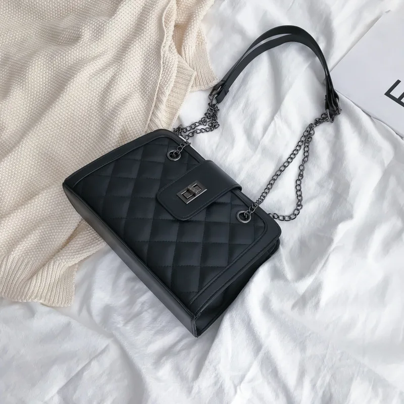 

2020 Wholesale handbag PU tote bag chain crossbody sling shoulder bag, Black pink green gray blue