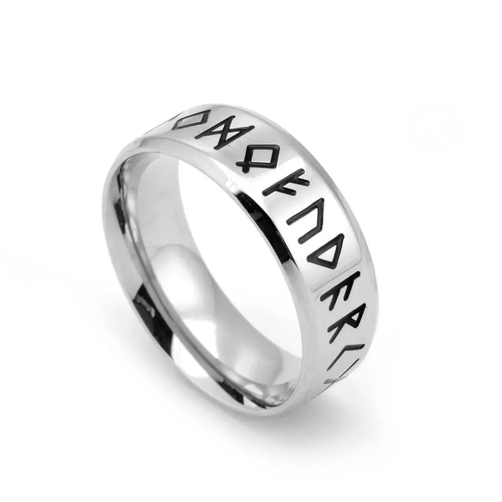 

European Stainless Steel Jewelry Men's Viking Number Ring Factory Wholesale, Silver,black,viking number ring