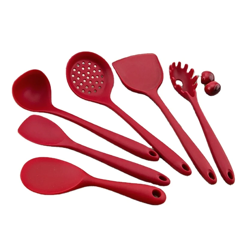 

Heat Resistant 7pcs Silicone Cooking Utensils Set With Wooden Handle Kitchenware Set Ladle Turner Spatula Pasta Spoon