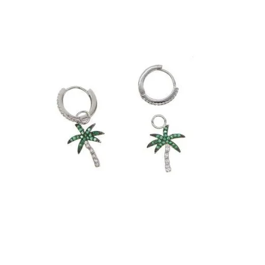 

Free Gift feedback customer rhodium plated micro pave cz spring summer fashion tree charm hoop earring, Picture